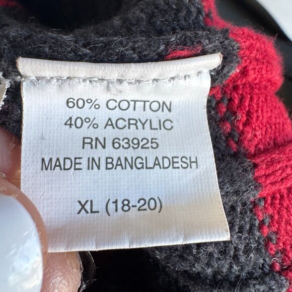 Silverlake W XL Black Red Striped Ribbed Half Zip Sweater 60/40 Cotton Blend - Picture 9 of 10